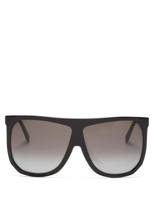 Matchesfashion.com Loewe - Filipa Oversized Flat-top Acetate Sunglasses - Womens - Black