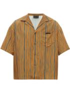Matchesfashion.com Prada - Striped Crepe Bowling Shirt - Mens - Yellow Multi