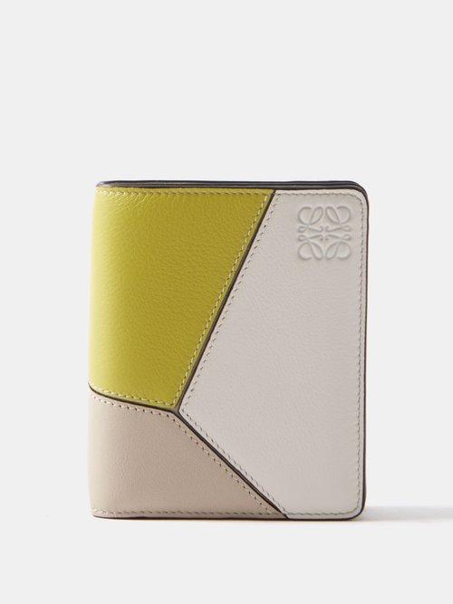 Loewe - Puzzle Leather Bi-fold Wallet - Womens - Green Multi
