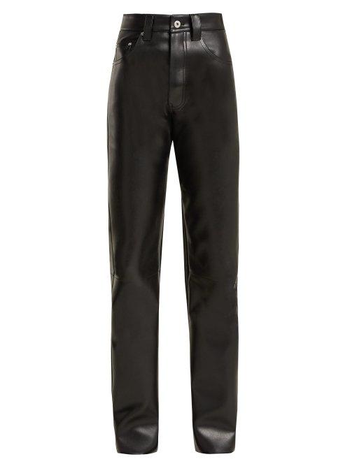 Matchesfashion.com Kwaidan Editions - Straight Leg Faux Leather Biker Trousers - Womens - Black