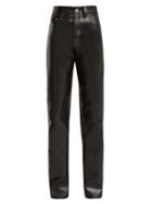 Matchesfashion.com Kwaidan Editions - Straight Leg Faux Leather Biker Trousers - Womens - Black
