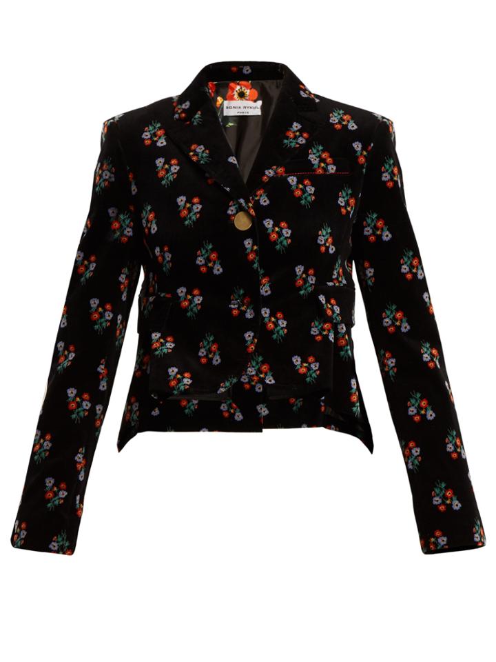 Sonia Rykiel Floral-print Single-breasted Corduroy Jacket