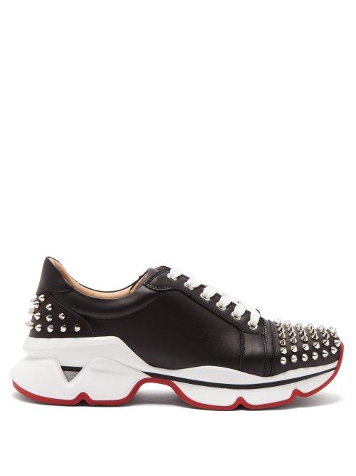 Matchesfashion.com Christian Louboutin - Spike Embellished Leather Trainers - Womens - Black