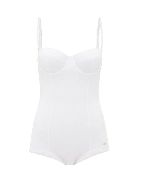 Matchesfashion.com Dolce & Gabbana - Cut Away Panelled Swimsuit - Womens - White