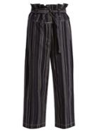 Lee Mathews Stevie High-rise Striped-cotton Wide-leg Trousers