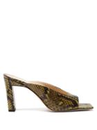 Matchesfashion.com Wandler - Isa Square Open-toe Snake-effect Leather Mules - Womens - Green