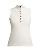 Matchesfashion.com Albus Lumen - Rida Shell Button Cotton Blend Top - Womens - White