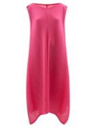 Pleats Please Issey Miyake - Technical-pleated Asymmetric-hem Dress - Womens - Pink
