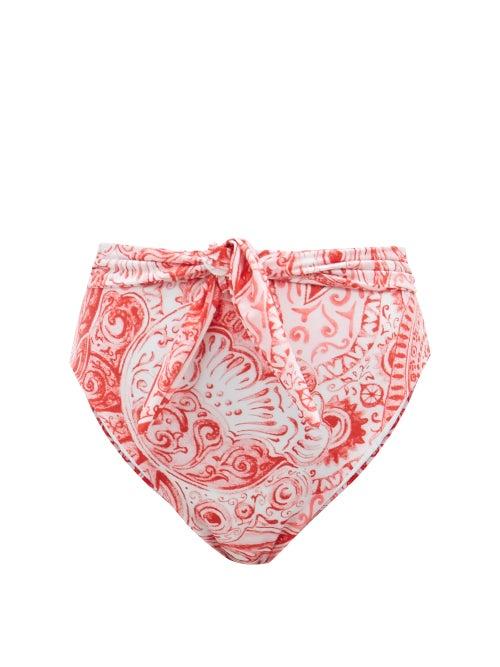 Mara Hoffman - Goldie Andonia-print Recycled-fibre Bikini Briefs - Womens - Red White