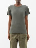Raey - Organic Cotton-blend Sheer Rib T-shirt - Womens - Khaki