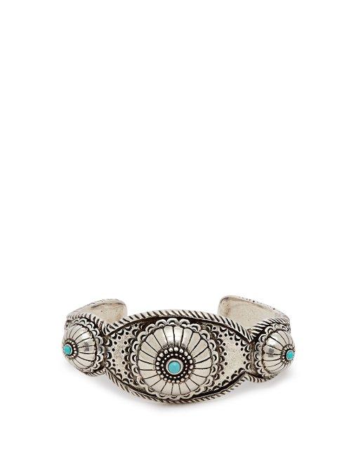 Matchesfashion.com Saint Laurent - Turquoise Cabochon Cuff - Womens - Silver