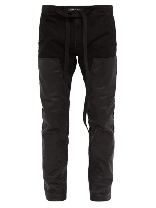 Matchesfashion.com Fear Of God - Leather Panelled Cotton Trousers - Mens - Black