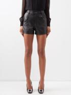 Nili Lotan - Cassie Pleated Leather Shorts - Womens - Black