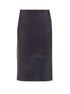 Matchesfashion.com The Row - Jaston Bonded Leather Pencil Skirt - Womens - Navy