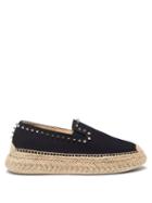 Christian Louboutin - Espaboat Spiked Canvas Espadrilles - Womens - Navy