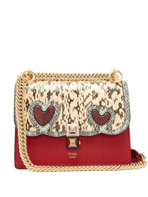 Matchesfashion.com Fendi - Kan I Small Leather Cross Body Bag - Womens - Red Multi