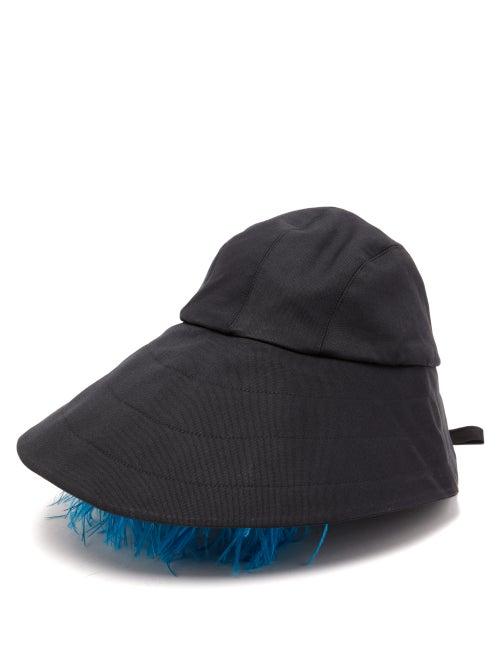 Matchesfashion.com Preen By Thornton Bregazzi - Naomi Feather Trimmed Bucket Hat - Womens - Black