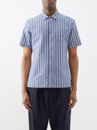 Oliver Spencer - Riviera Striped Organic-cotton Seersucker Shirt - Mens - Blue White