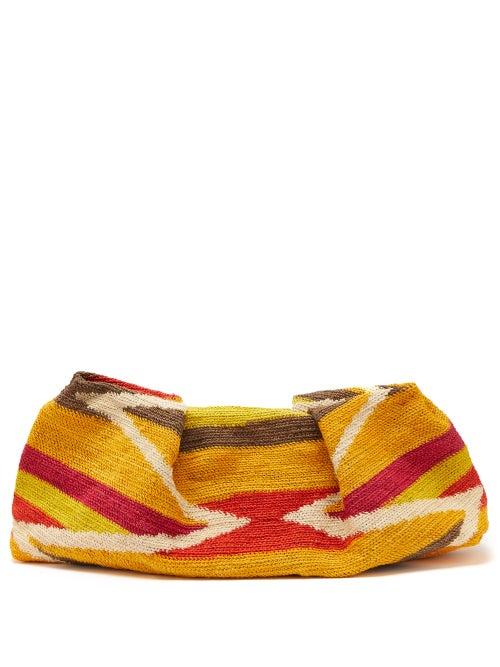 Sensi Studio - Maxi Striped-weave Sisal Clutch Bag - Womens - Pink Multi