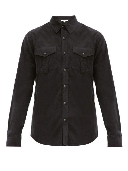 Matchesfashion.com Frame - Patch-pocket Cotton-blend Poplin Shirt - Mens - Black