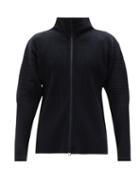 Matchesfashion.com Homme Pliss Issey Miyake - High-neck Technical-pleated Jersey Cardigan - Mens - Navy