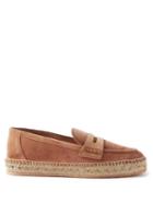 Gianvito Rossi - Suede Espadrille Loafers - Womens - Camel