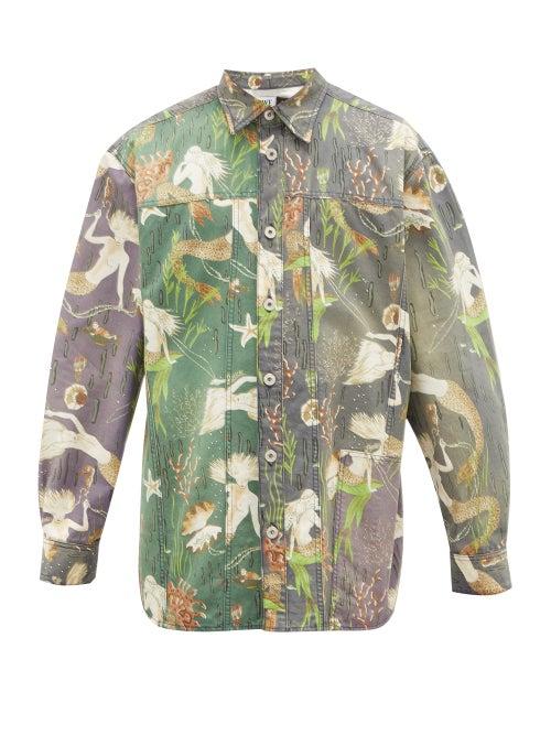 Matchesfashion.com Loewe Paula's Ibiza - Mermaid-print Denim Shirt - Mens - Multi