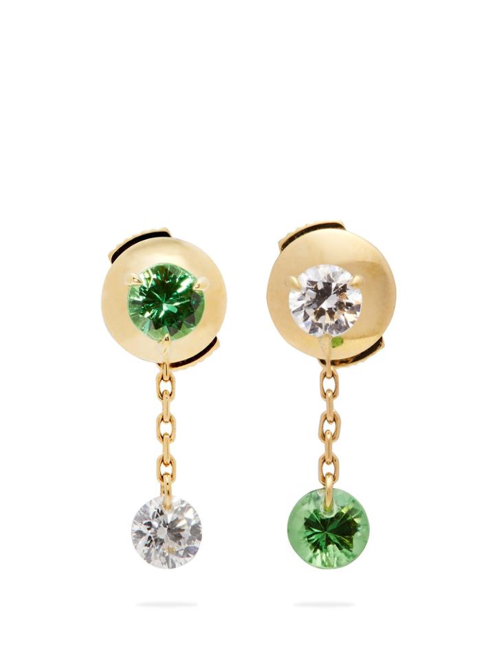 Raphaele Canot Set Free 18kt Gold, Tsavorite & Diamond Earrings
