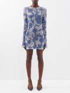 Acne Studios - Elaria Floral-embroidered Nylon Blend Mini Dress - Womens - Blue