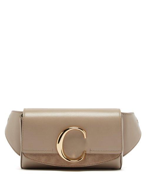 Matchesfashion.com Chlo - The C Leather And Suede Belt Bag - Womens - Grey