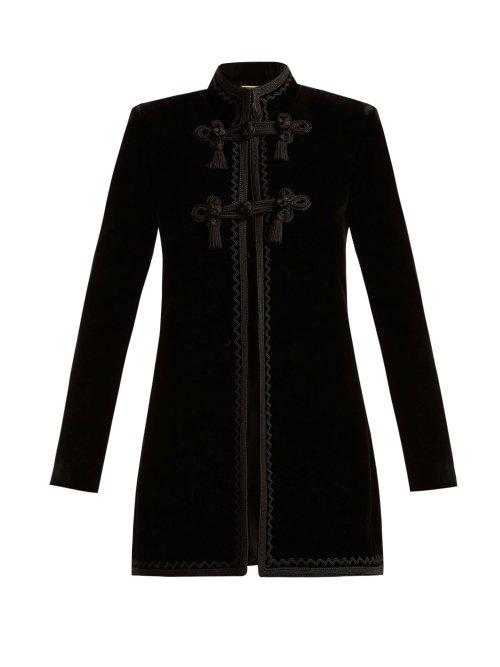 Matchesfashion.com Saint Laurent - Passementarie Trimmed Velvet Jacket - Womens - Black
