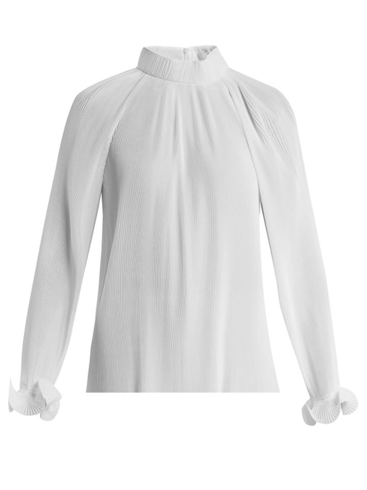 Tibi Pleated High-neck Blouse