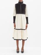 Batsheva - Kavita Colour-block Cotton Midi Dress - Womens - Off White