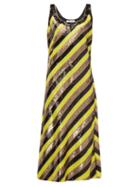Matchesfashion.com Diane Von Furstenberg - Luisa Scoop Neck Sequin Striped Silk Midi Dress - Womens - Yellow Multi