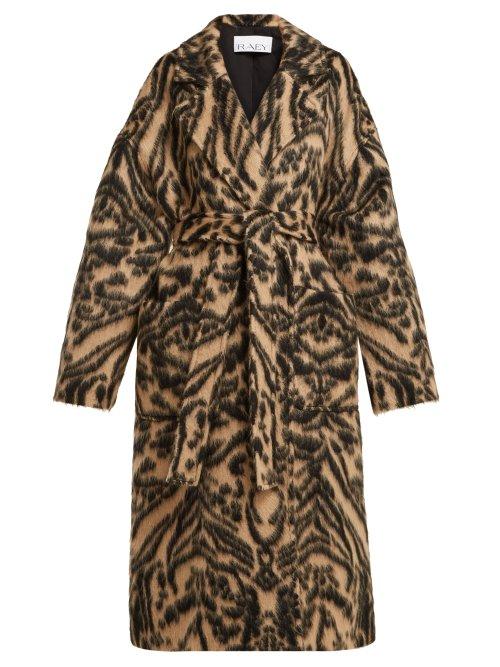 Matchesfashion.com Raey - Dropped Shoulder Tiger Print Blanket Coat - Womens - Brown Multi