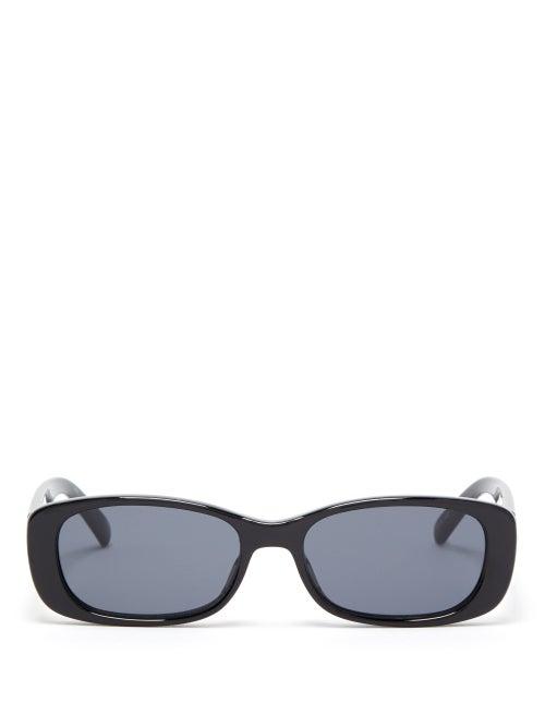 Matchesfashion.com Le Specs - Unreal! Rectangle Acetate Sunglasses - Womens - Black
