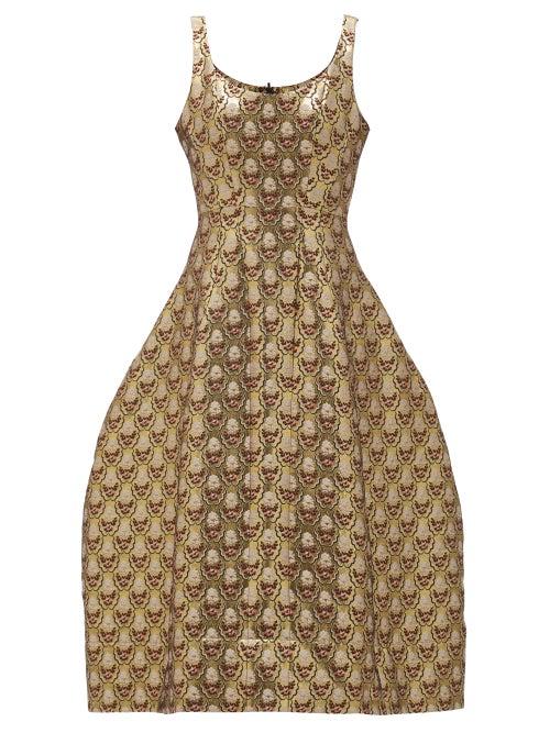 Matchesfashion.com Simone Rocha - Scoop-neck Floral-brocade Dress - Womens - Gold
