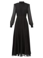 Matchesfashion.com Saloni - Jacqui Crystal-embellished Silk-georgette Dress - Womens - Black