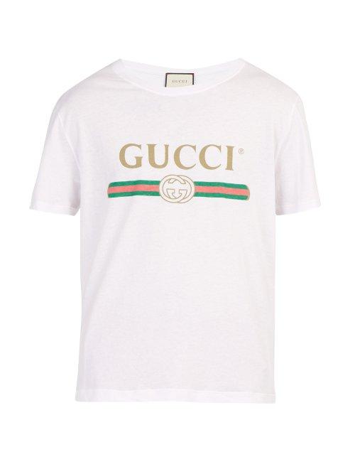 Matchesfashion.com Gucci - Logo Print Cotton T Shirt - Mens - White
