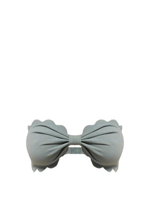 Matchesfashion.com Marysia - Antibes Scallop Edge Bandeau Bikini Top - Womens - Blue