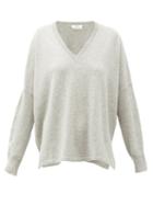 Matchesfashion.com Allude - V-neck Oversized Cashmere Sweater - Womens - Grey