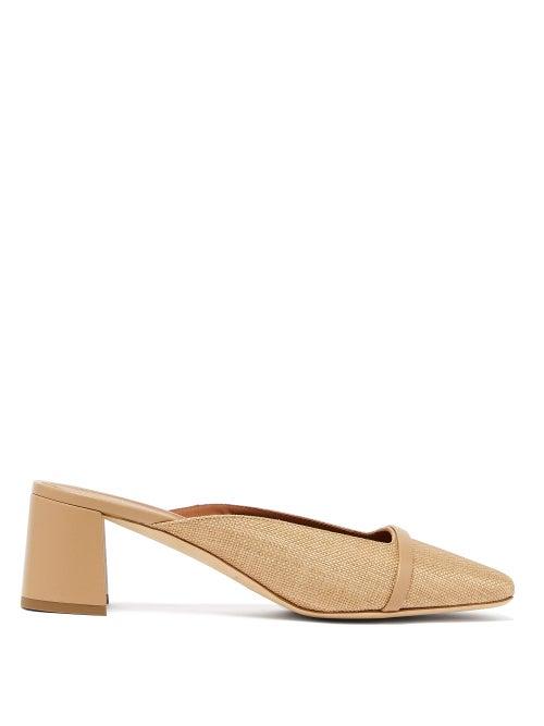 Matchesfashion.com Malone Souliers - Carmen Square-toe Raffia Mules - Womens - Beige