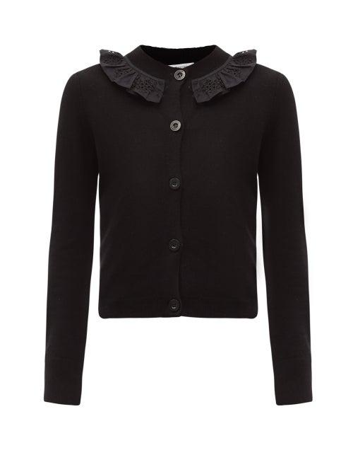 Matchesfashion.com Cecilie Bahnsen - Farrah Ruffled Recycled Cashmere-blend Cardigan - Womens - Black