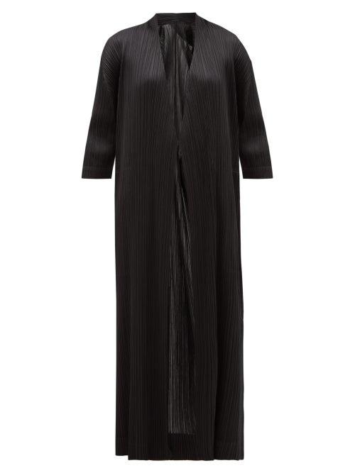 Matchesfashion.com Pleats Please Issey Miyake - Technical-pleated Satin Coat - Womens - Black