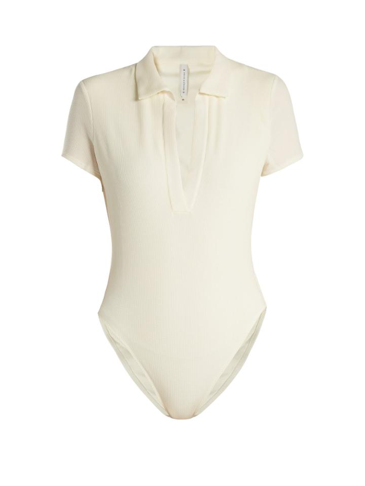 Solid & Striped The Maya Point-collar Piqu Swimsuit