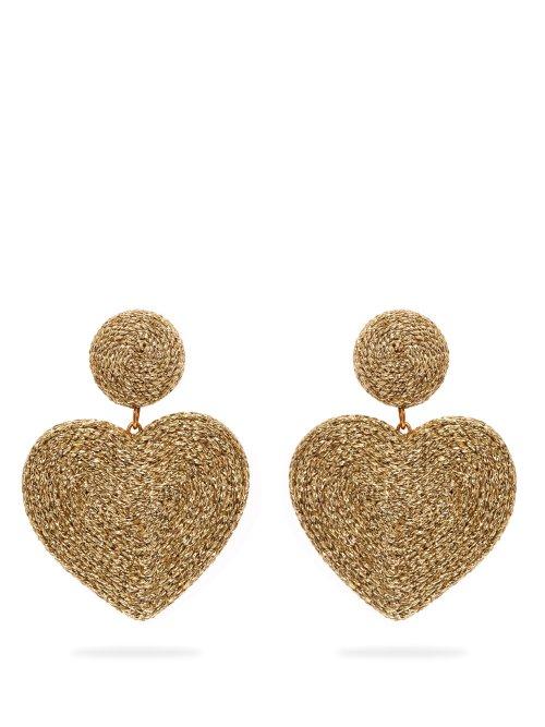 Matchesfashion.com Rebecca De Ravenel - Cora Heart Cord Earrings - Womens - Gold
