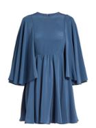 Matchesfashion.com Valentino - Cape Sleeve Silk Georgette Dress - Womens - Blue