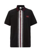 Matchesfashion.com Burberry - Jetford Monogram Stripe Cotton Polo Shirt - Mens - Black