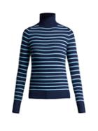Matchesfashion.com Joostricot - Striped Cotton Blend Roll Neck Sweater - Womens - Blue Multi