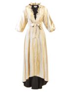 Matchesfashion.com Temperley London - Moon Garden Ruffled V-neck Lam Coat - Womens - Gold